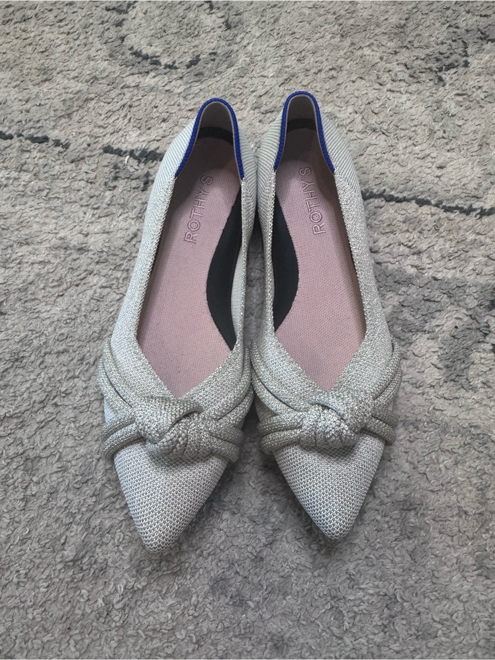 Rothy's diamond the knot point II Pointed Knot Ballet Flats EUC size 7